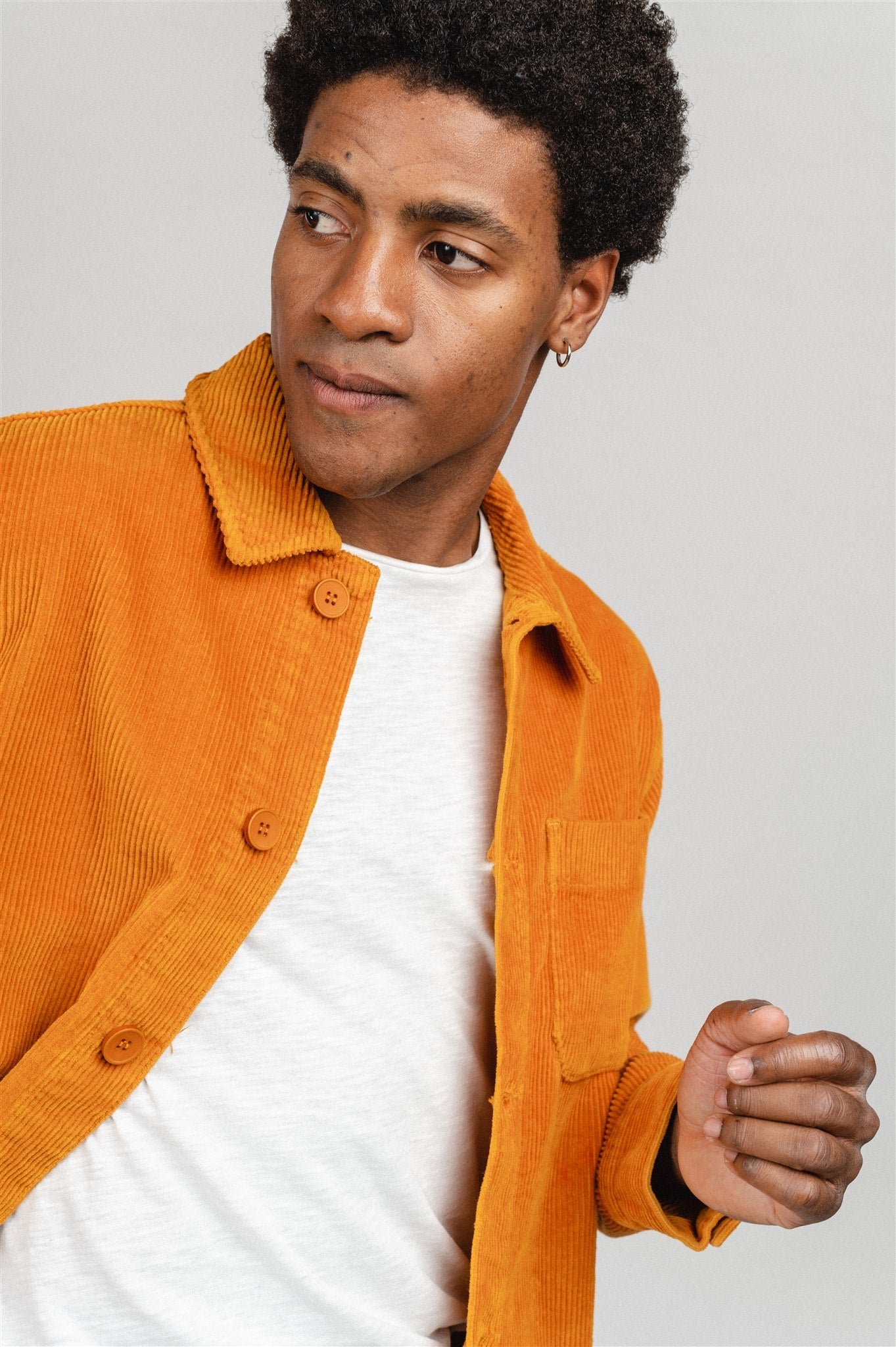 Veste orange en velours de coton bio - 8-wales corduroy overshirt desert sun