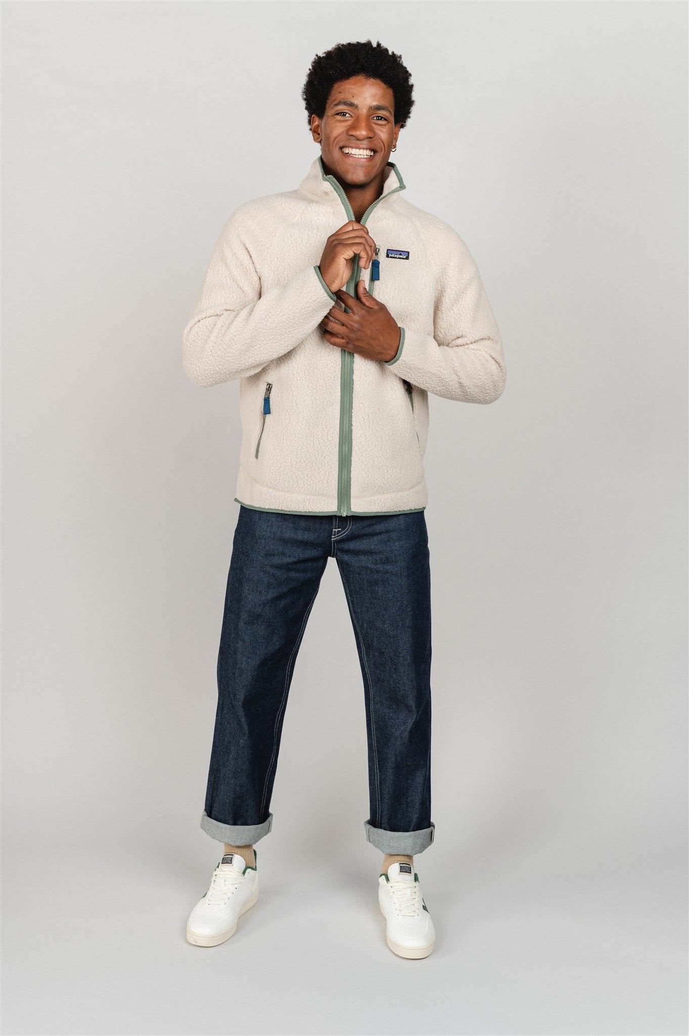 Veste polaire zippée en matière recyclée | beige "retro pile dark natural"
