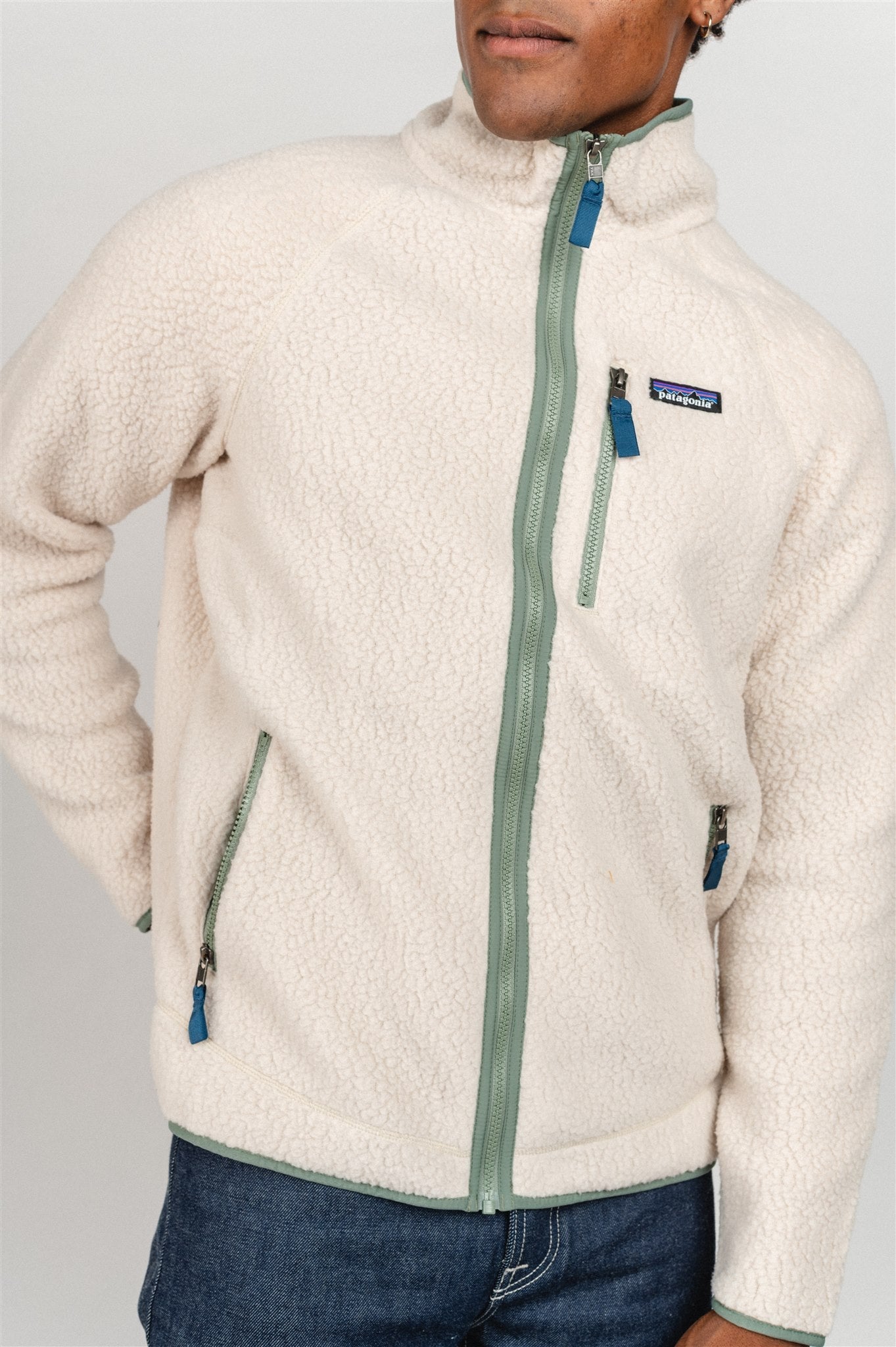 Veste polaire zippée en matière recyclée | beige "retro pile dark natural"