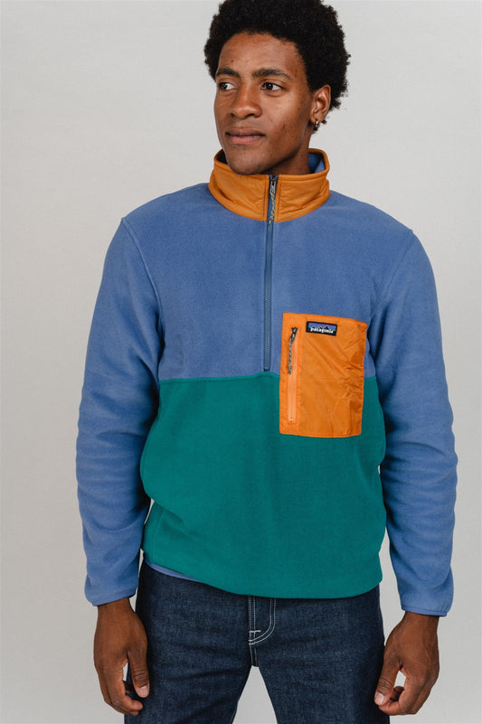 Polaire col zippé en recyclé | Tricolore "microdini borealis green"