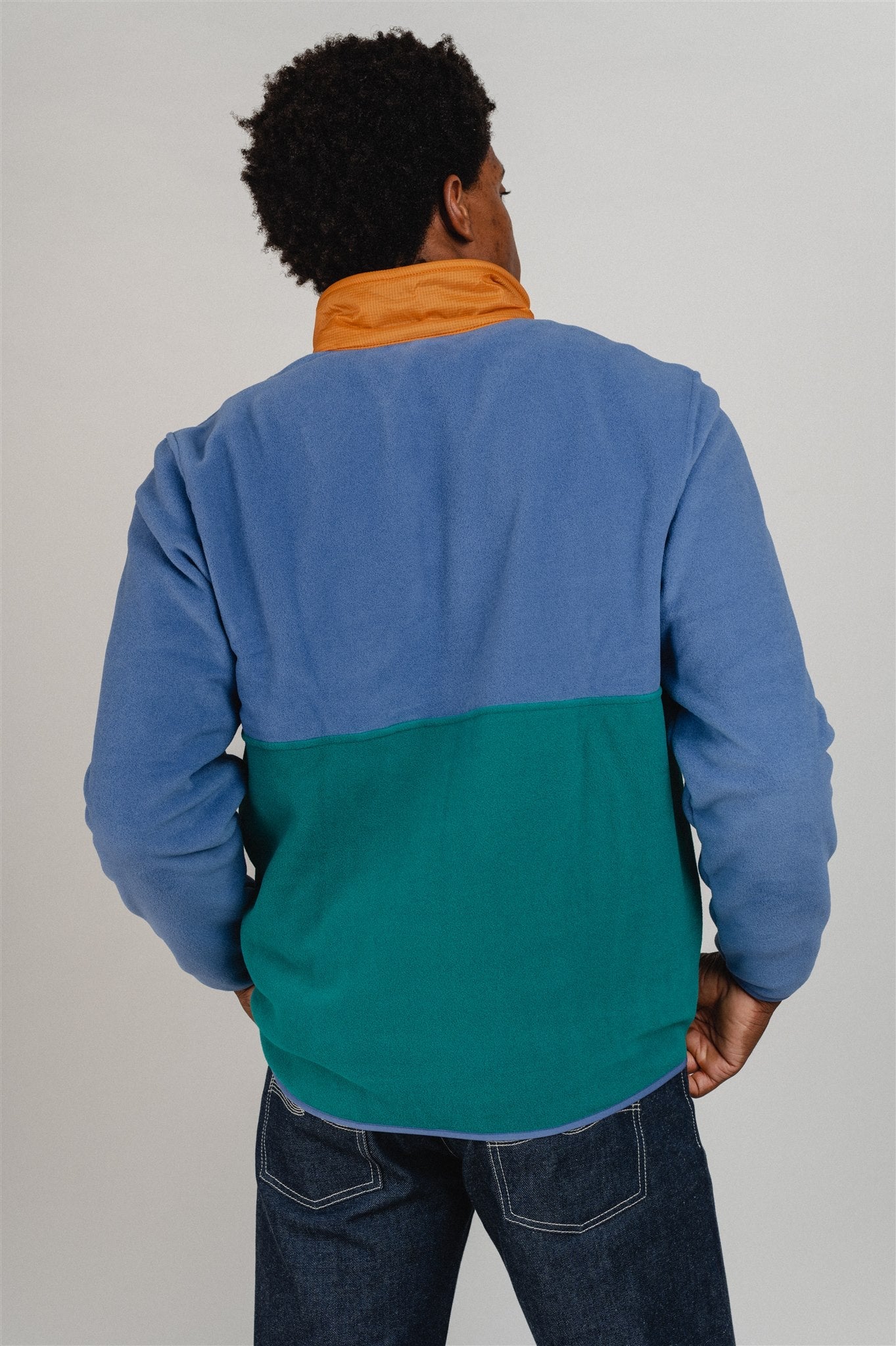 Polaire col zippé en recyclé | Tricolore "microdini borealis green"