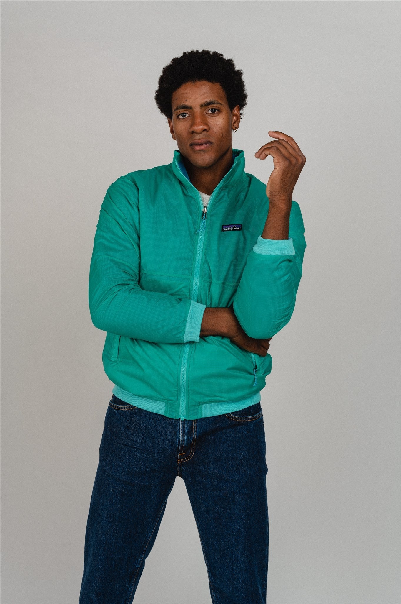 Veste coupe-vent réversible en recyclé | Bicolore "reversible shelled microdini fresh teal"