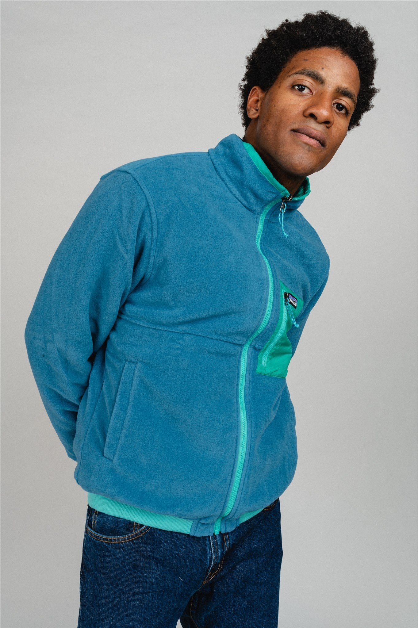 Veste coupe-vent réversible en recyclé | Bicolore "reversible shelled microdini fresh teal"