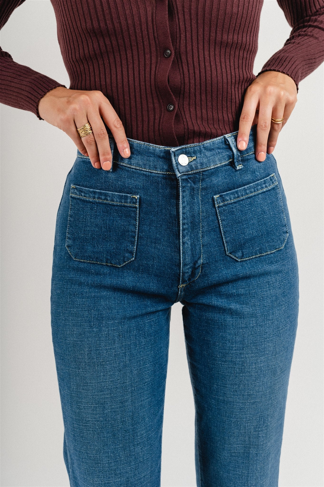 Jean flared bleu foncé en coton bio et chanvre-  rumaa hemp true mid blue