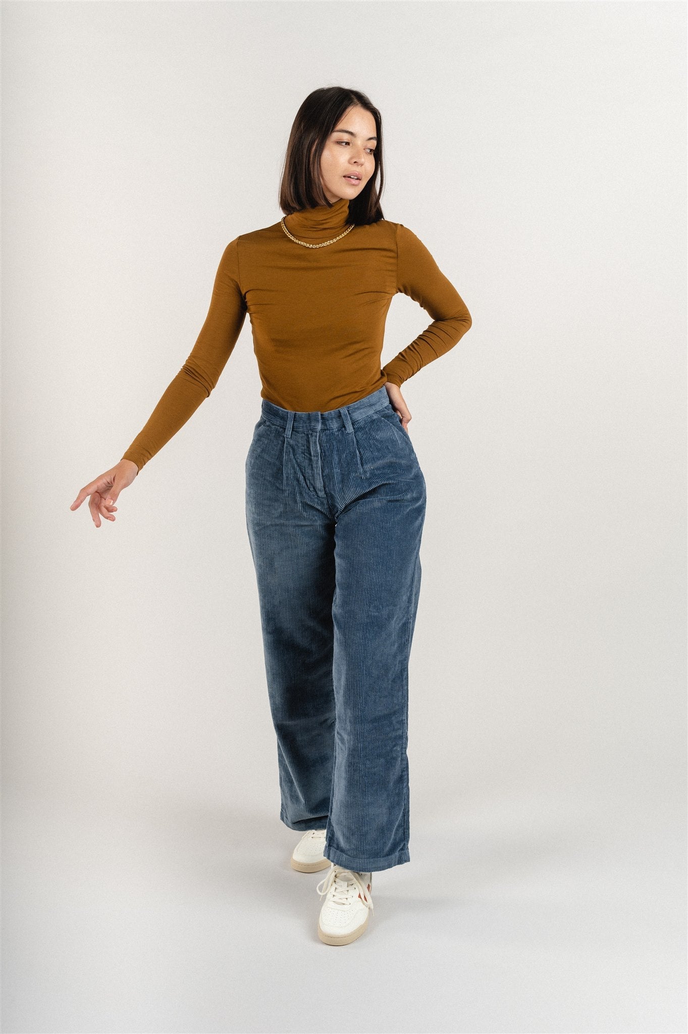 Pantalon ample bleu velours - posey loose corduroy pant china blue