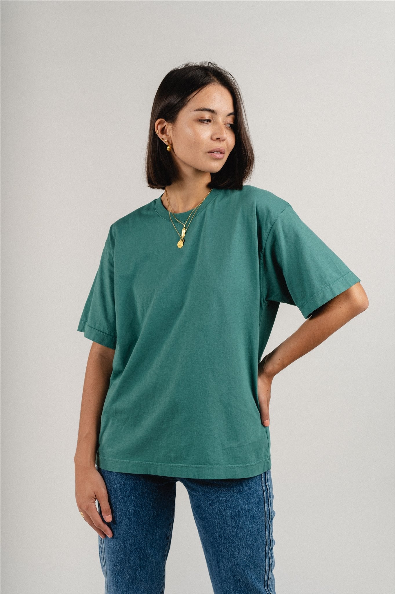 T-shirt oversize en coton bio | vert "women oversized organic t-shirt pine green"