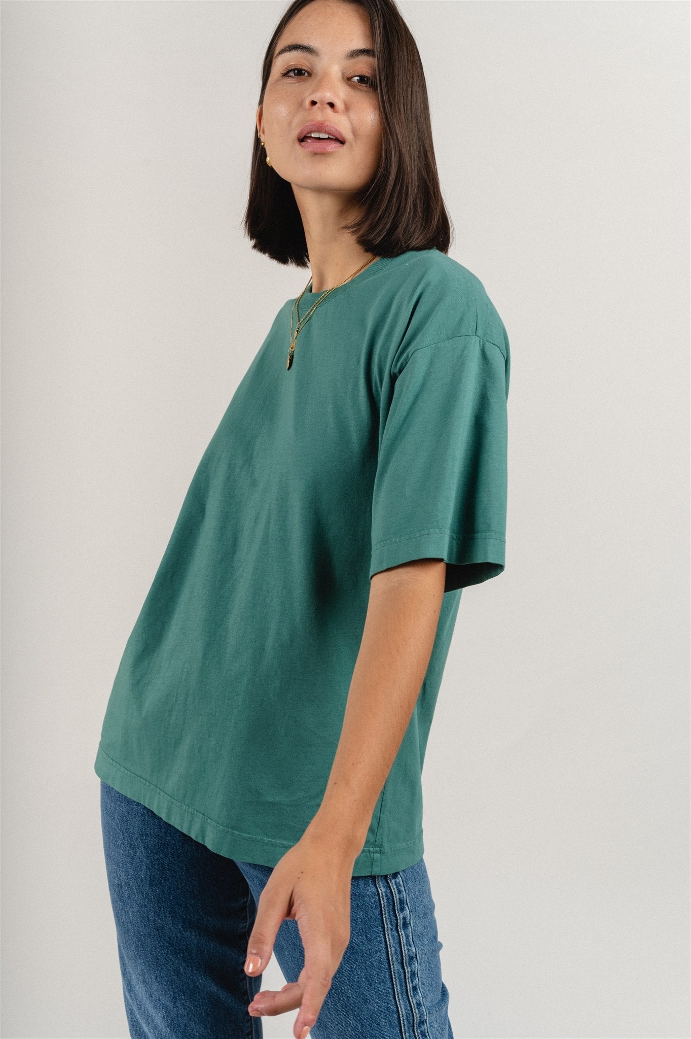 T-shirt oversize en coton bio | vert "women oversized organic t-shirt pine green"