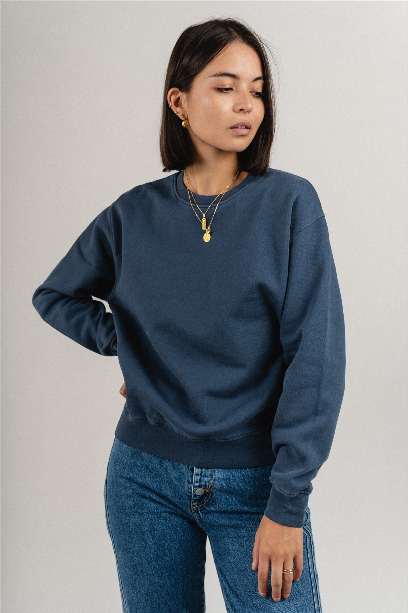 Sweat en coton bio | bleu "Petrol Blue"