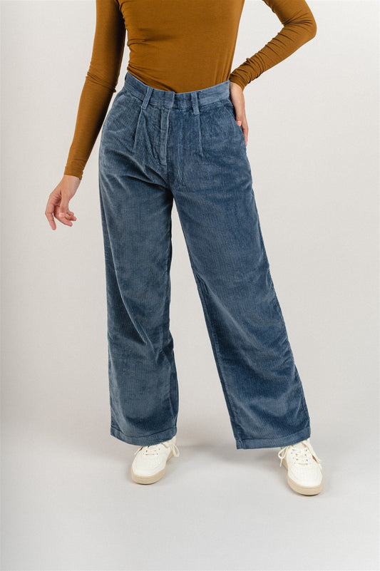 Pantalon ample bleu velours - posey loose corduroy pant china blue