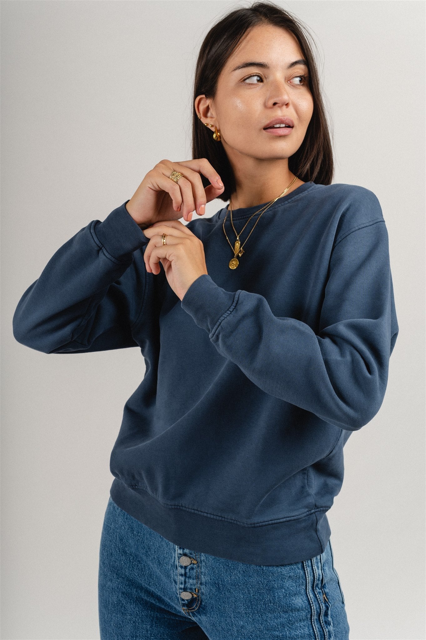 Sweat en coton bio | bleu "Petrol Blue"