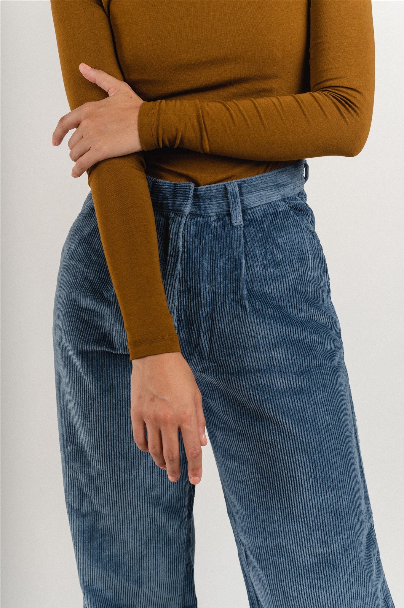 Pantalon ample bleu velours - posey loose corduroy pant china blue