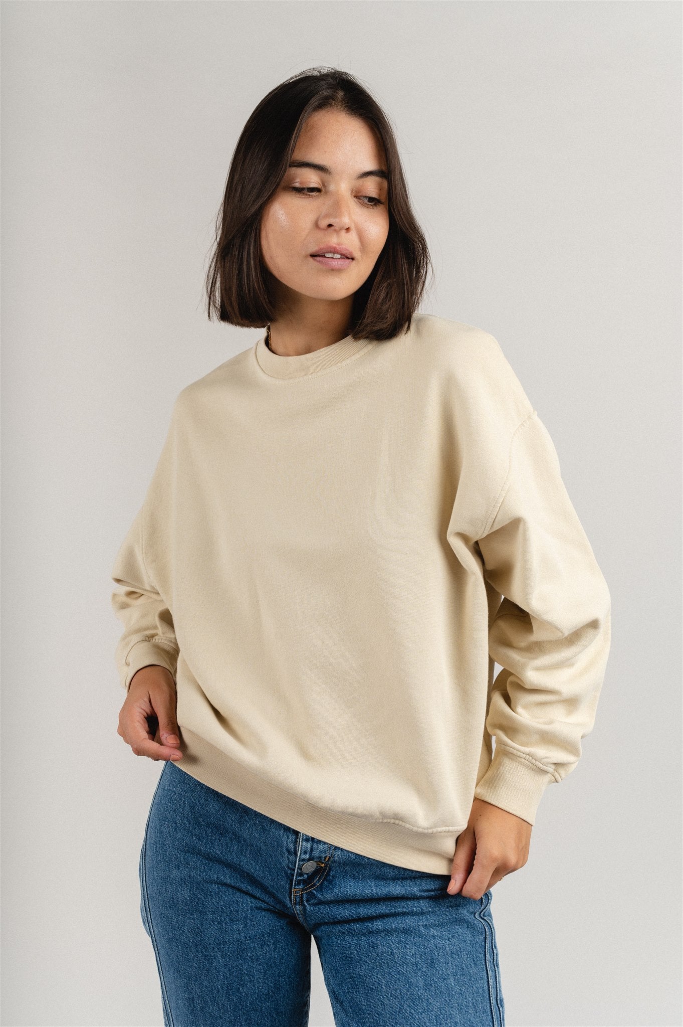 Sweat oversize en coton bio | écru "ivory white"