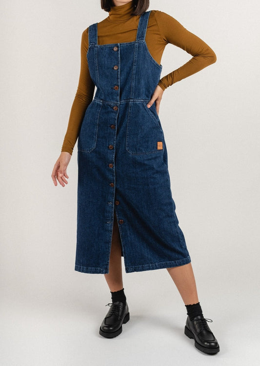 Robe longue jean en coton bio - mona denim dress washed out