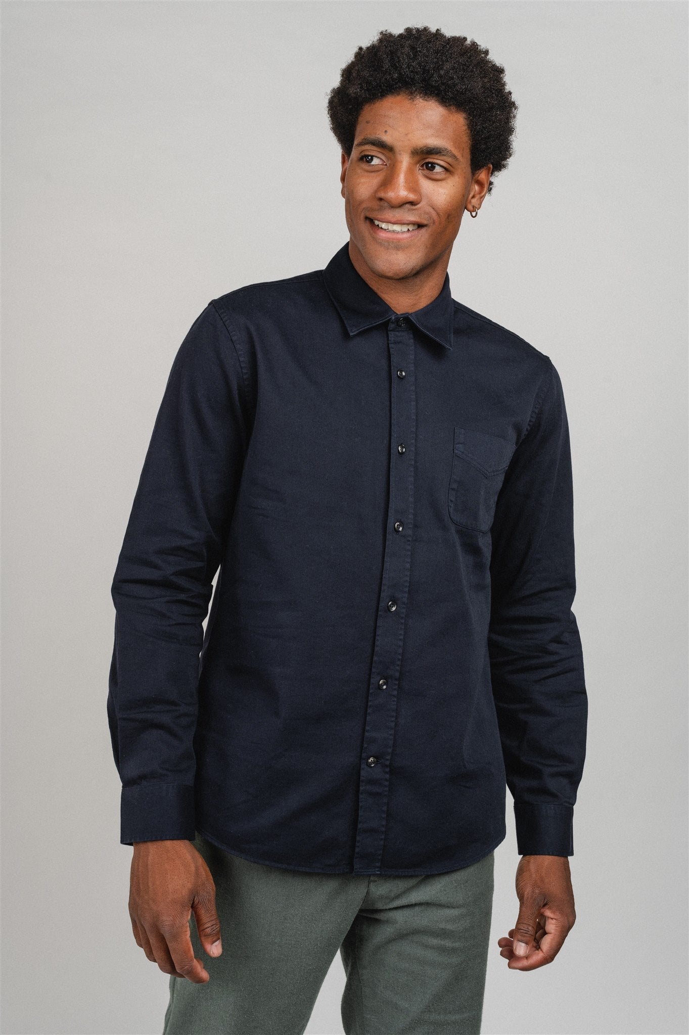 Chemise droite marine en coton bio - john everyday shirt navy