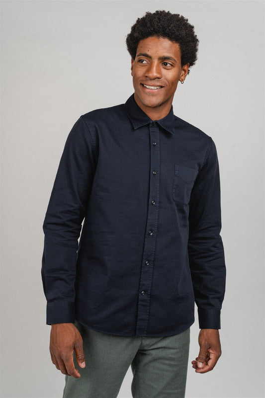 Chemise droite marine en coton bio - john everyday shirt navy