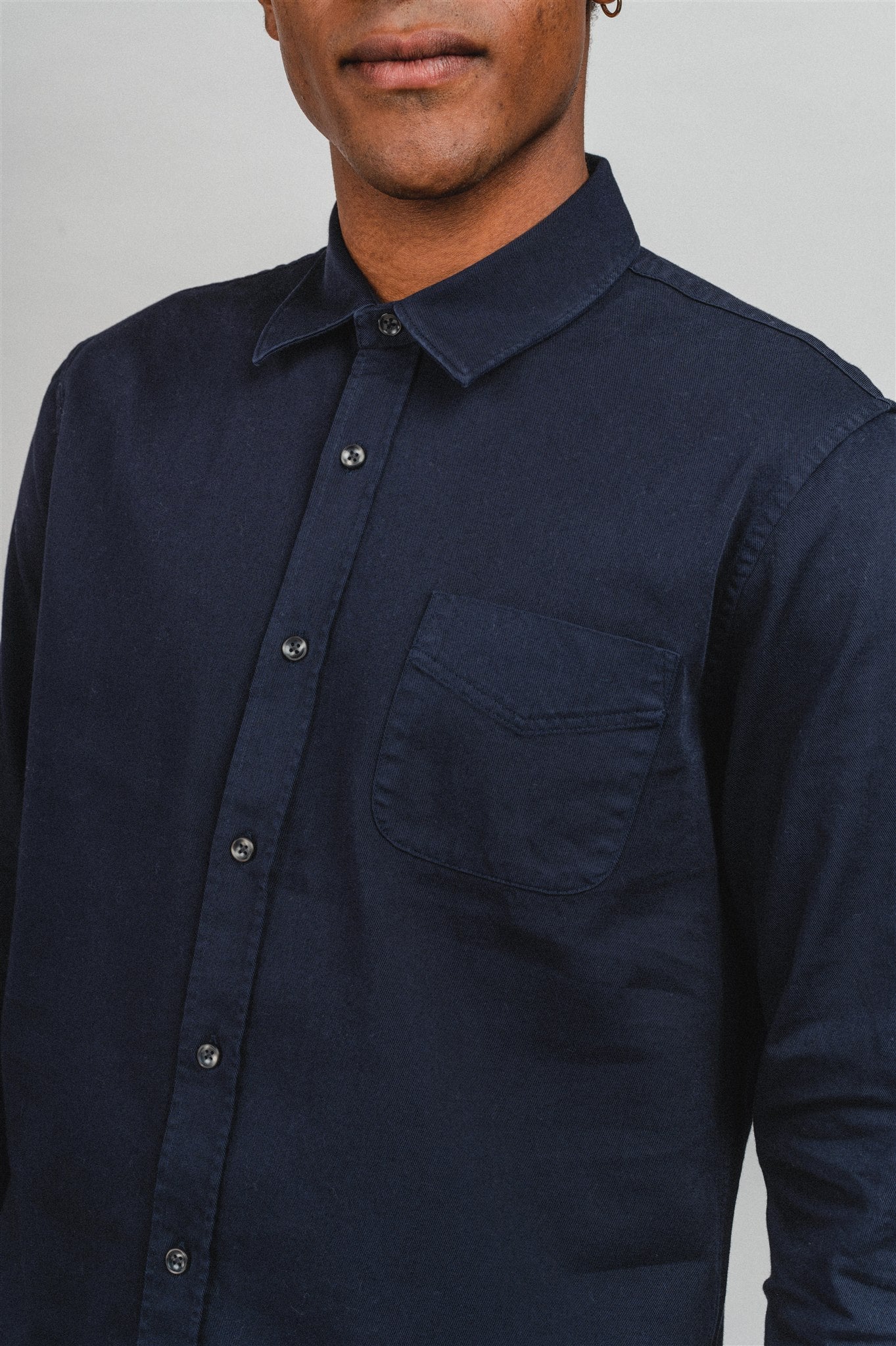 Chemise droite marine en coton bio - john everyday shirt navy
