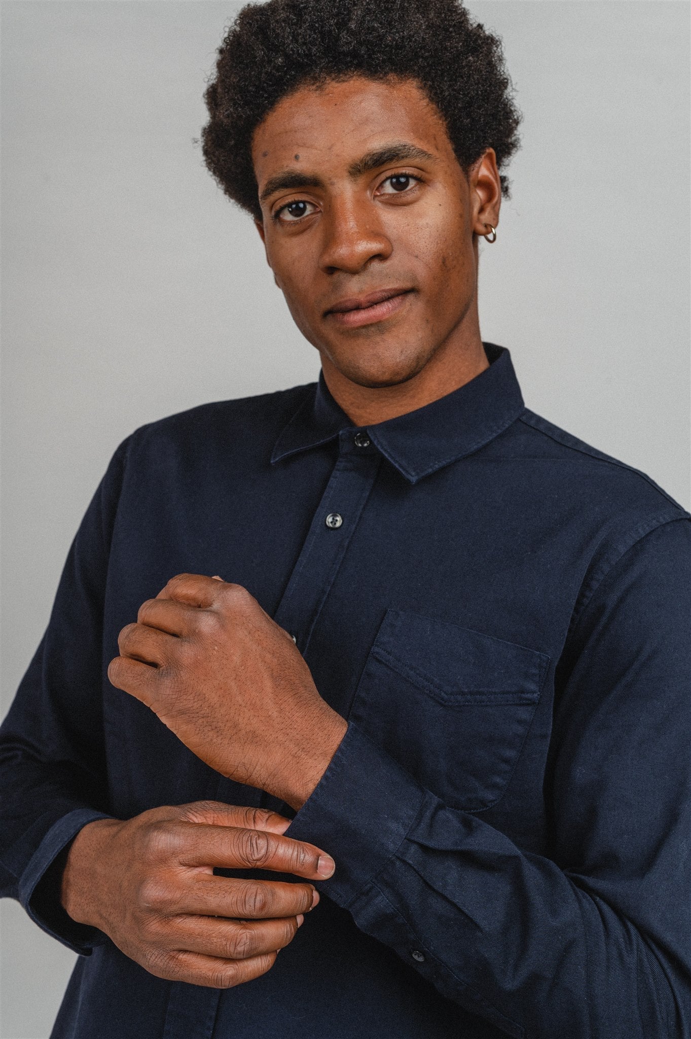 Chemise droite marine en coton bio - john everyday shirt navy