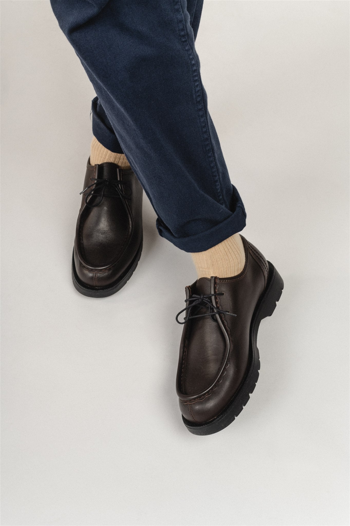Derbies made in France en cuir certifié | marron "padror marron noir"