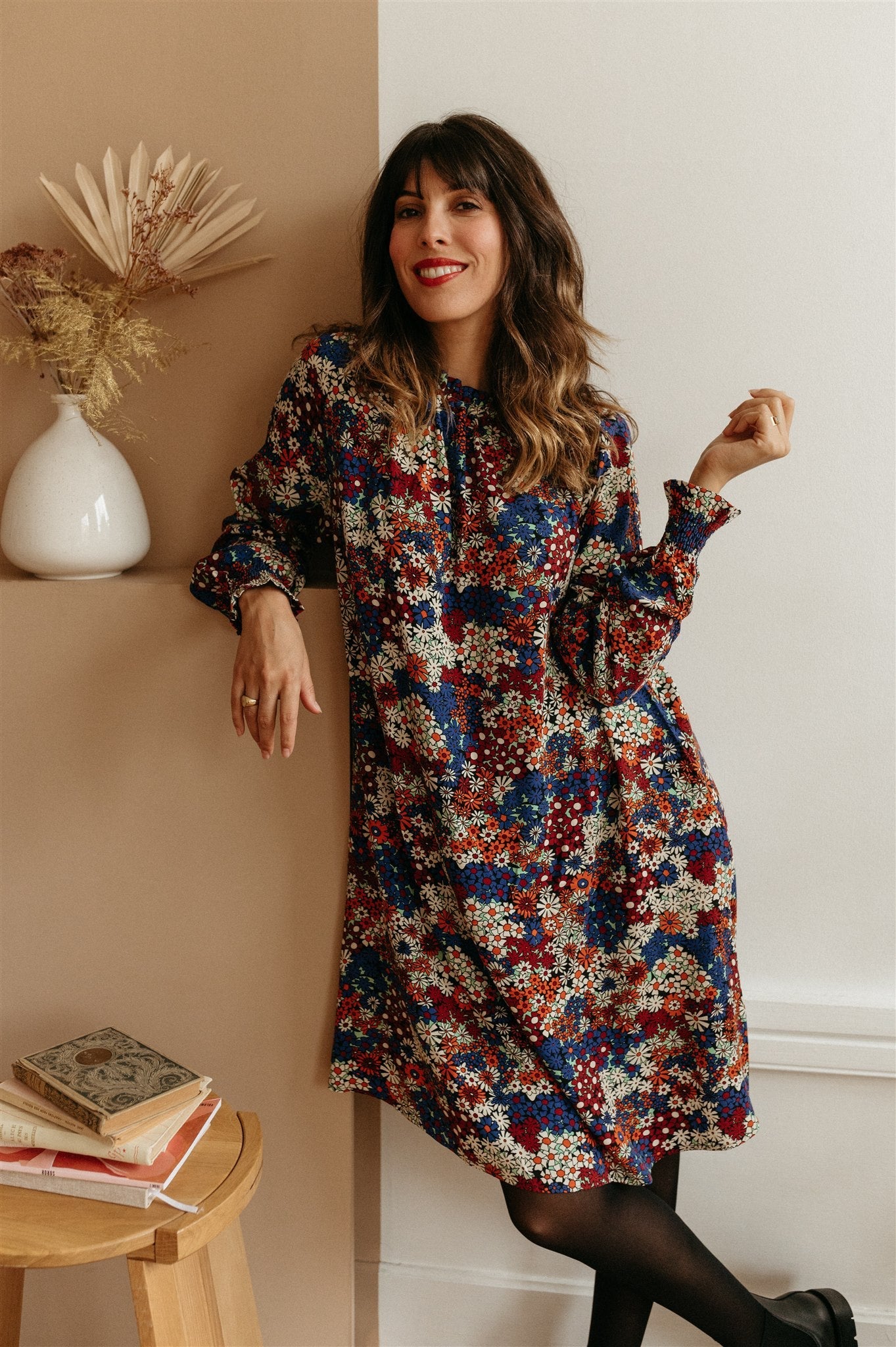 Robe manches longues fleurie en ecovero - maalai marsh floral
