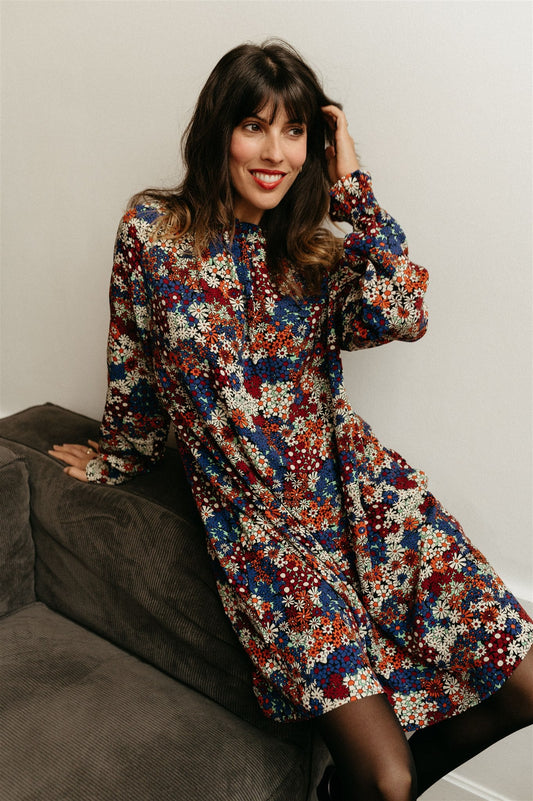 Robe manches longues fleurie en ecovero - maalai marsh floral