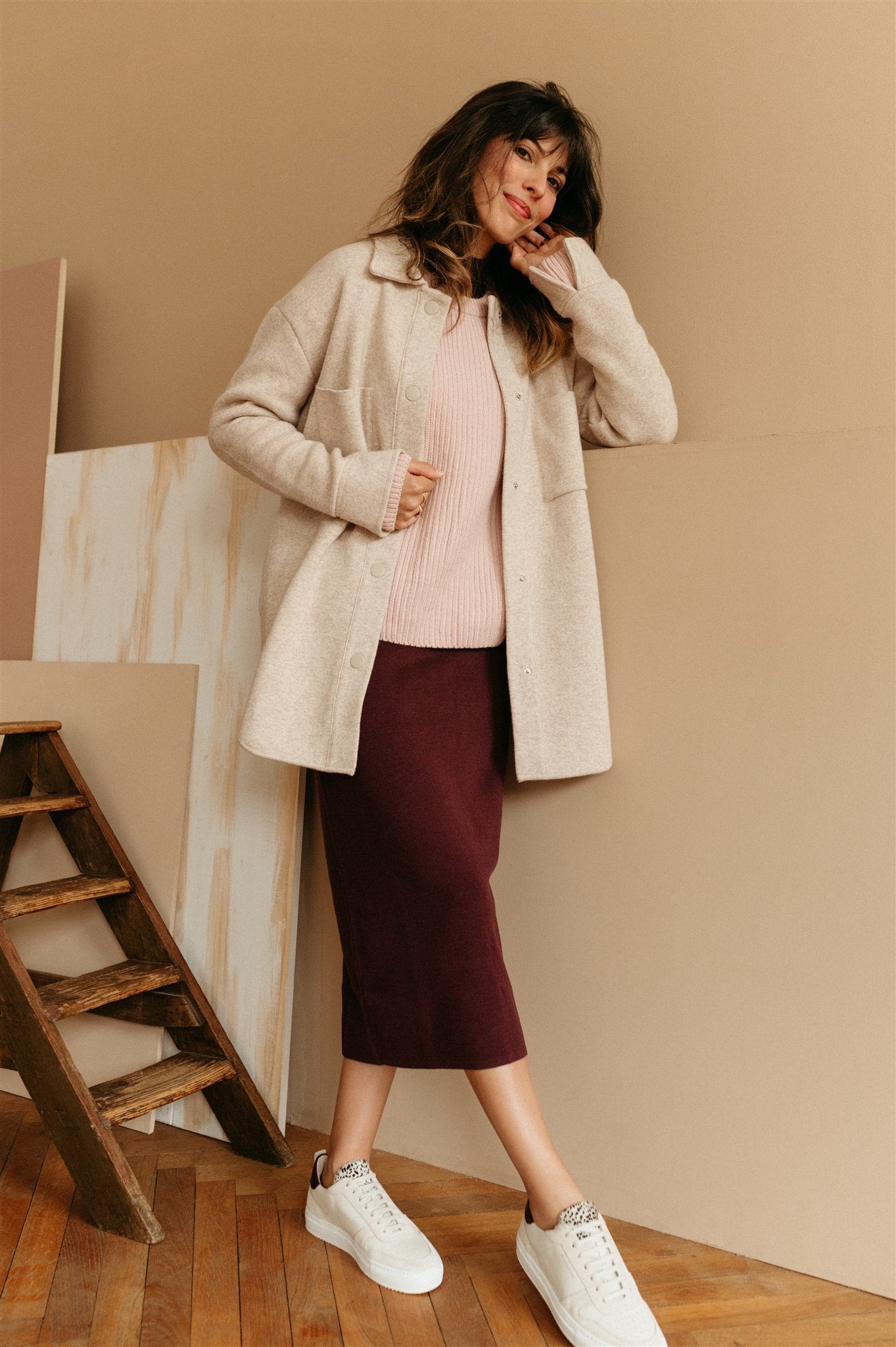 Jupe longue prune en tencel et coton bio - milanaa fudge