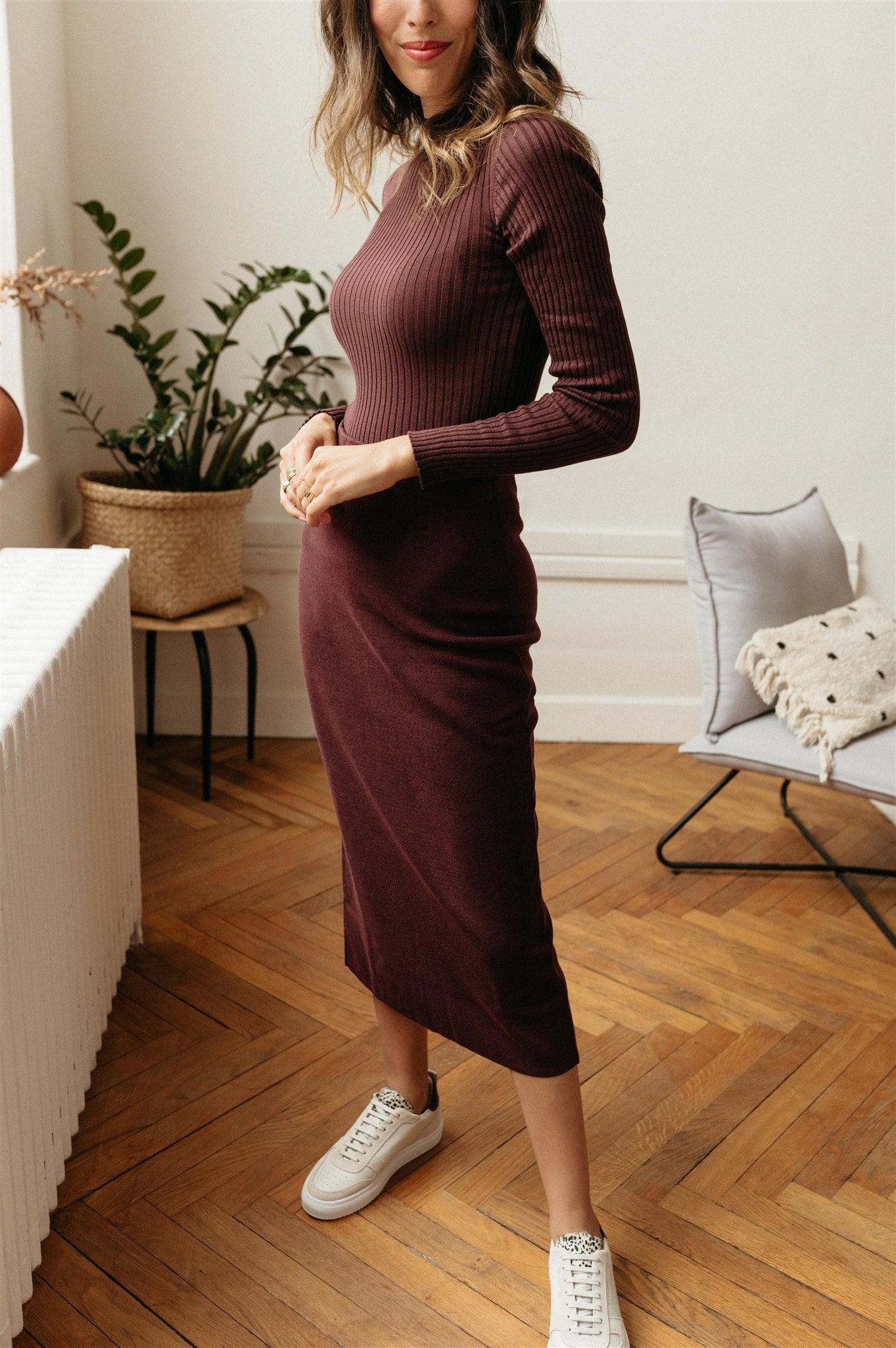Jupe longue prune en tencel et coton bio - milanaa fudge
