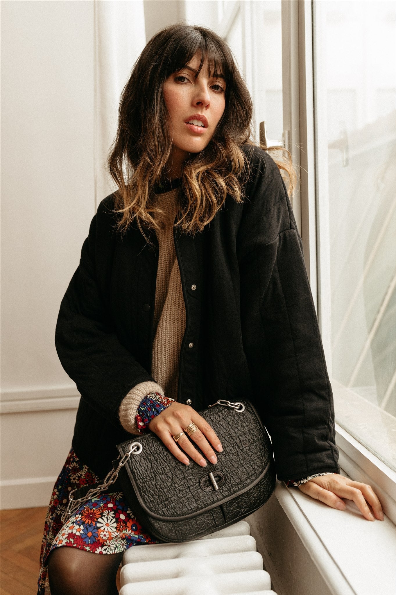 Veste matelassée noire en coton bio et matière recyclée - samiaa black