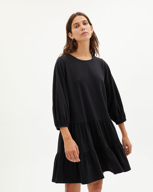 Robe noire patineuse en coton bio - black lily dress