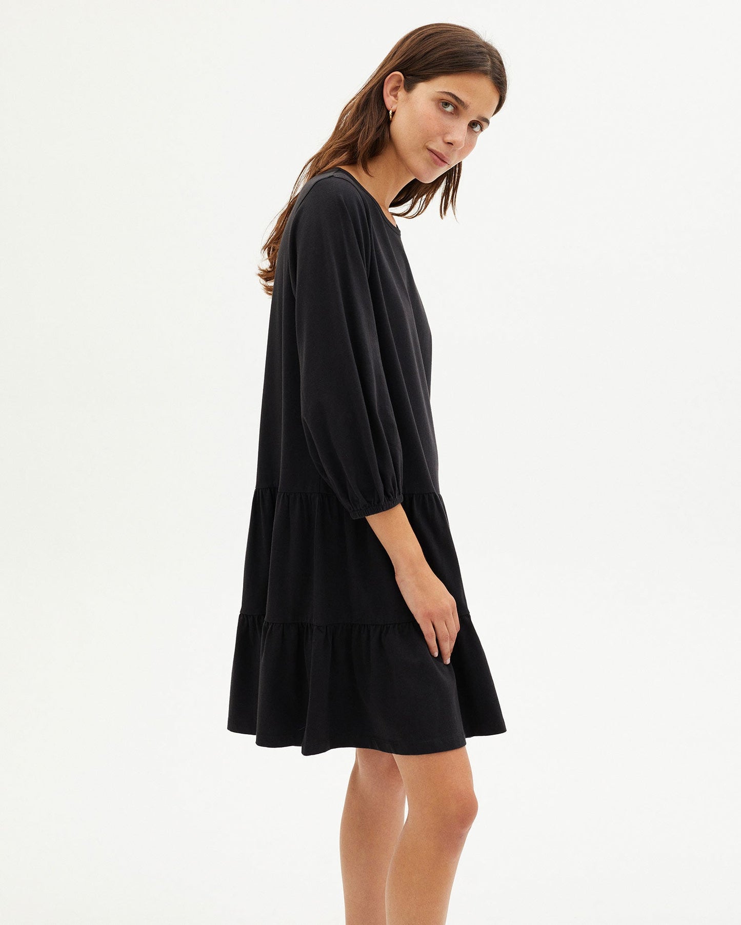 Robe noire patineuse en coton bio - black lily dress