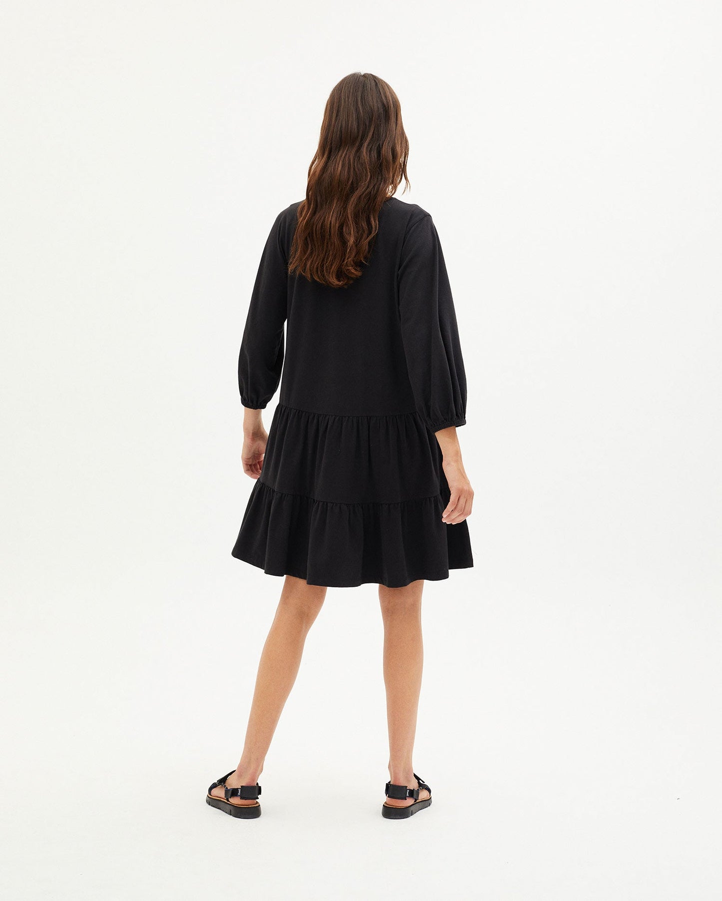 Robe noire patineuse en coton bio - black lily dress