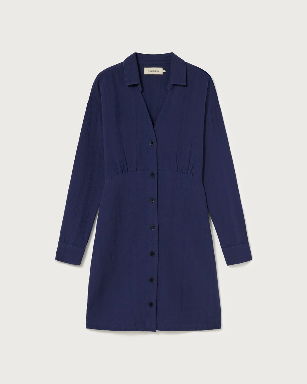 Robe marine texturée en coton bio - navy pina