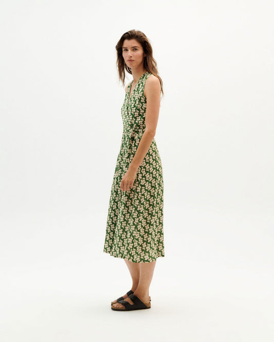 Robe verte à motifs fleuris en ecovero - daisy amapola dress