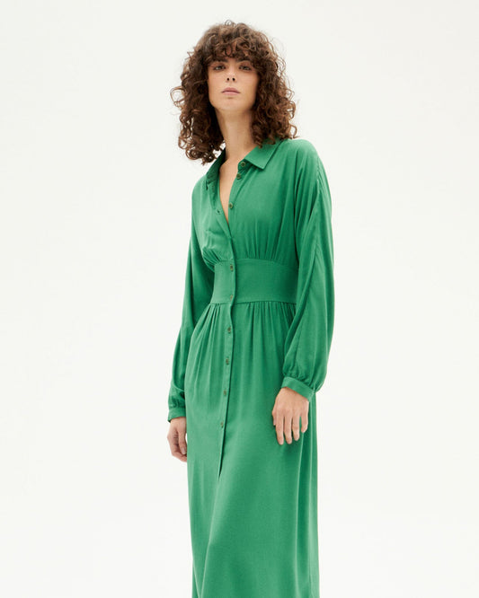 Robe midi en ecovero | Vert "clover green gabriela dress"