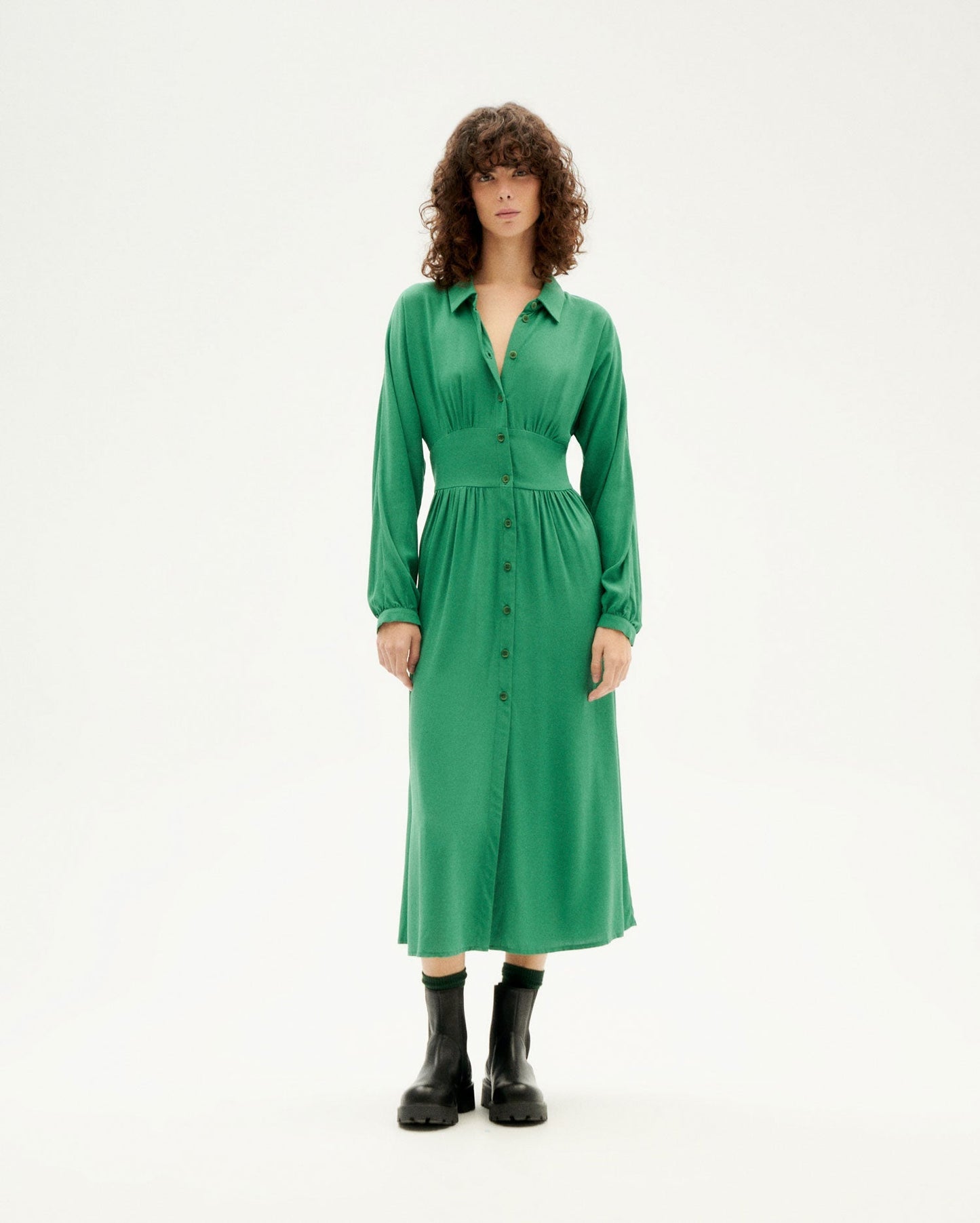 Robe midi en ecovero | Vert "clover green gabriela dress"
