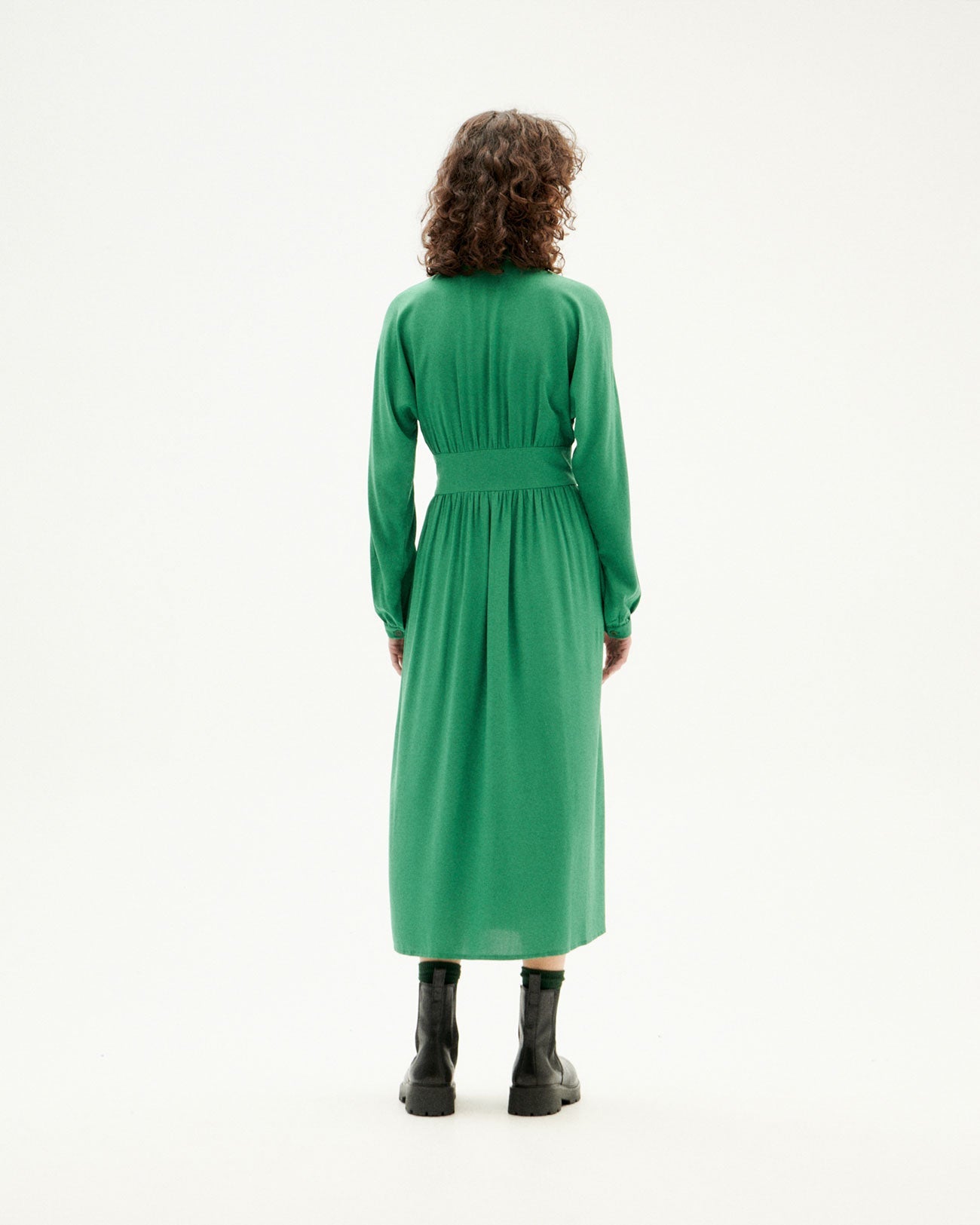 Robe midi en ecovero | Vert "clover green gabriela dress"
