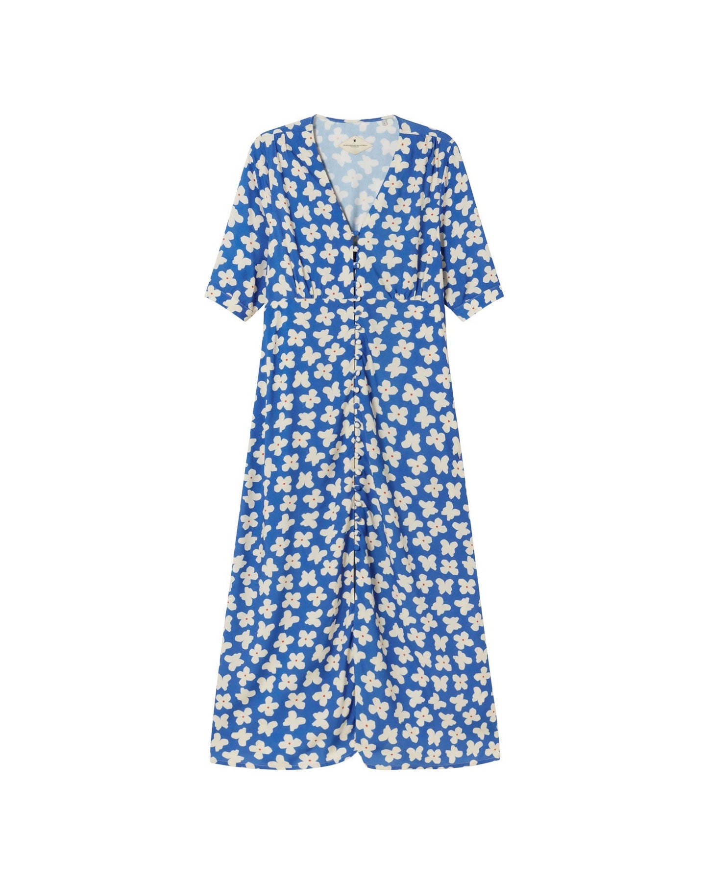 Robe midi à motifs en ecovero | bleu "small butterfly camelia dress"