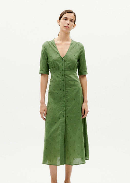 Robe à motifs en coton bio | Vert "cactus shiffli camelia dress"
