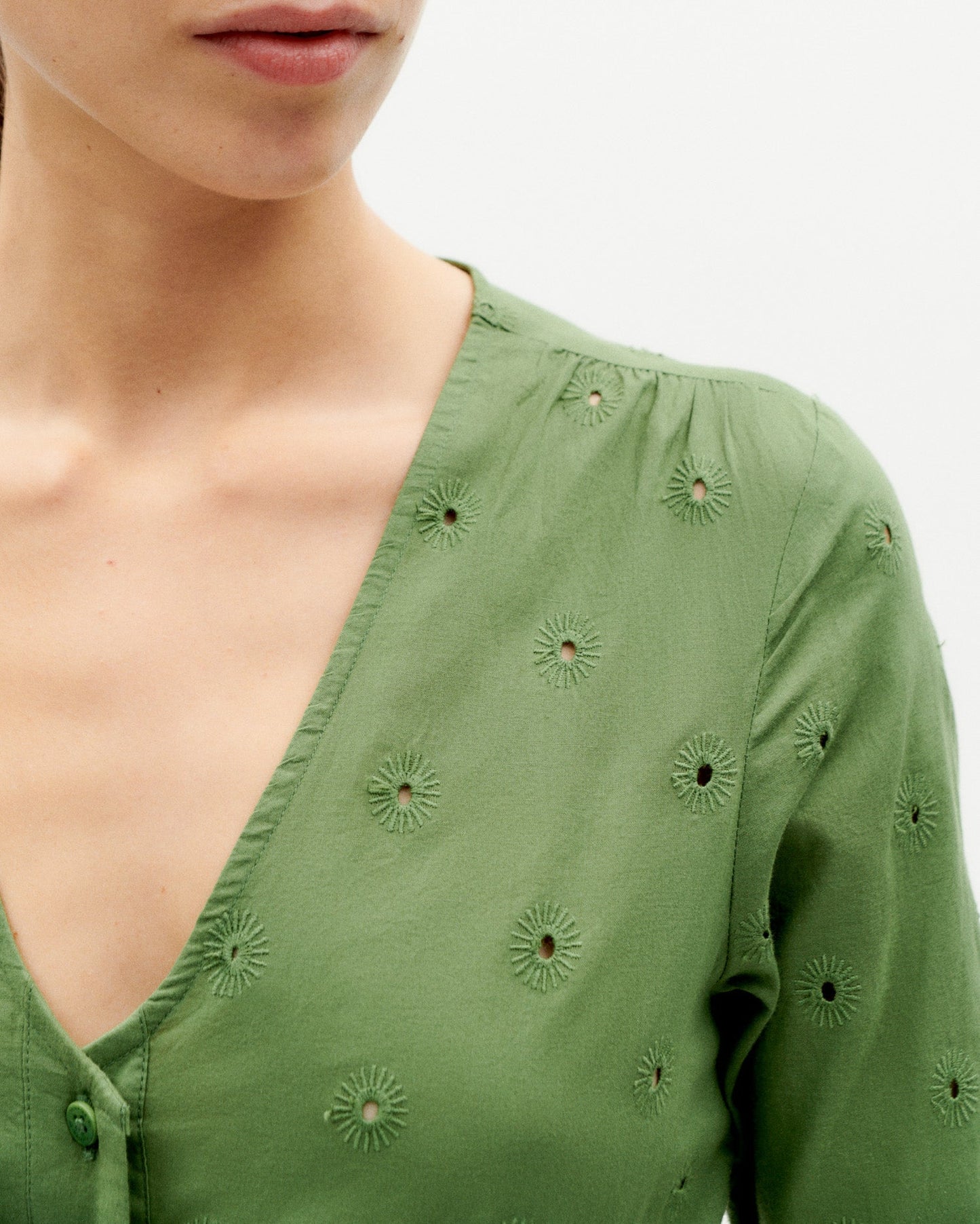 Robe à motifs en coton bio | Vert "cactus shiffli camelia dress"