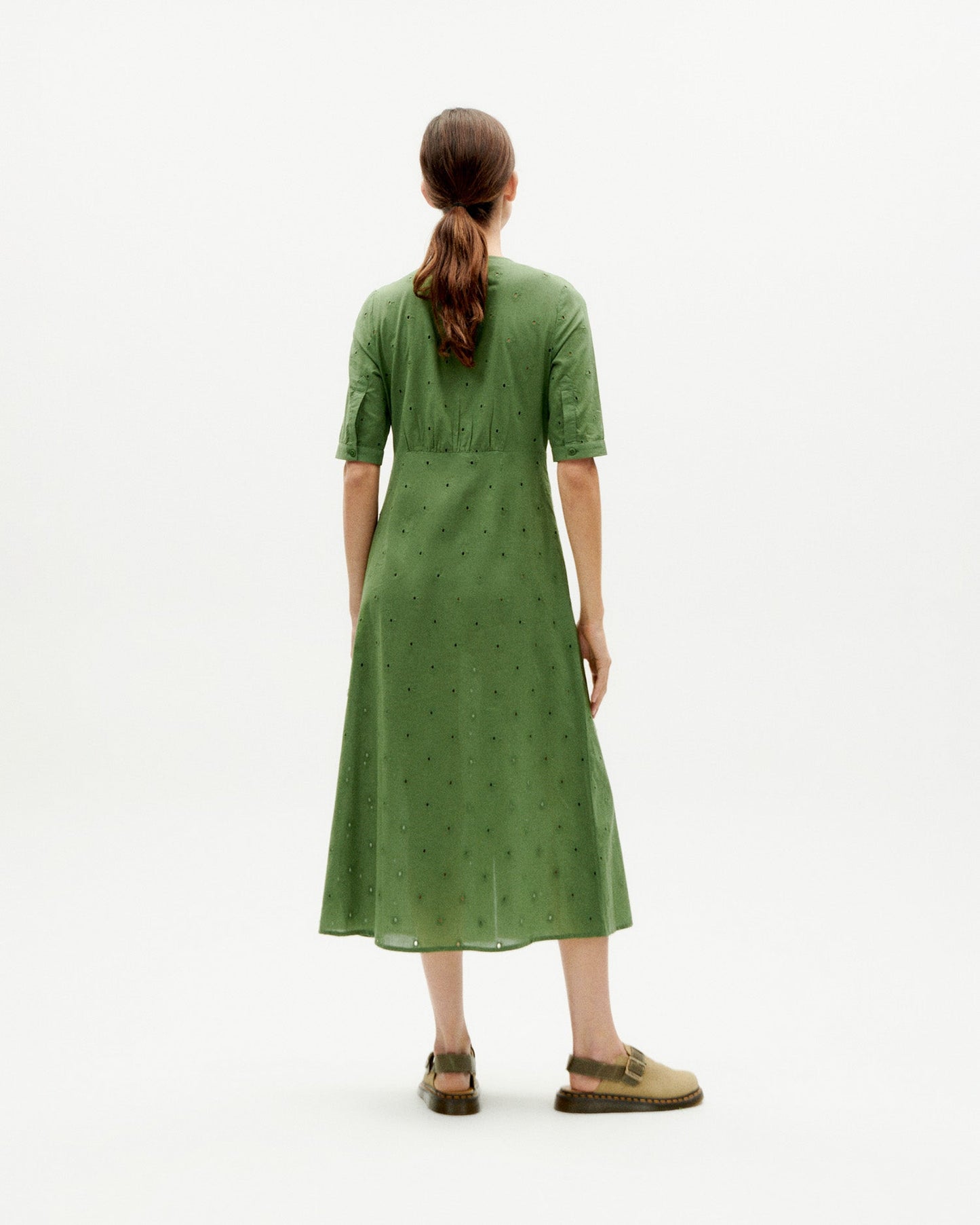 Robe à motifs en coton bio | Vert "cactus shiffli camelia dress"