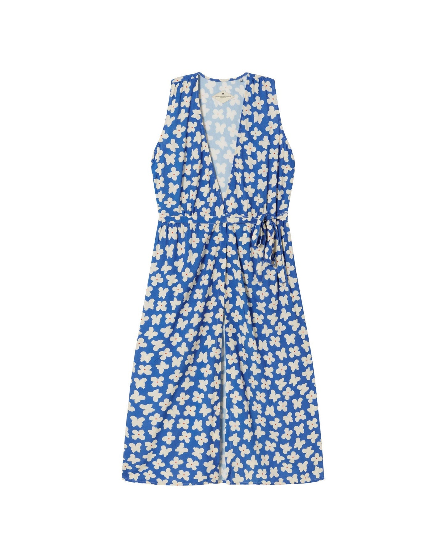 Robe midi à motifs en ecovero | bleu "small butterfly amapola dress"