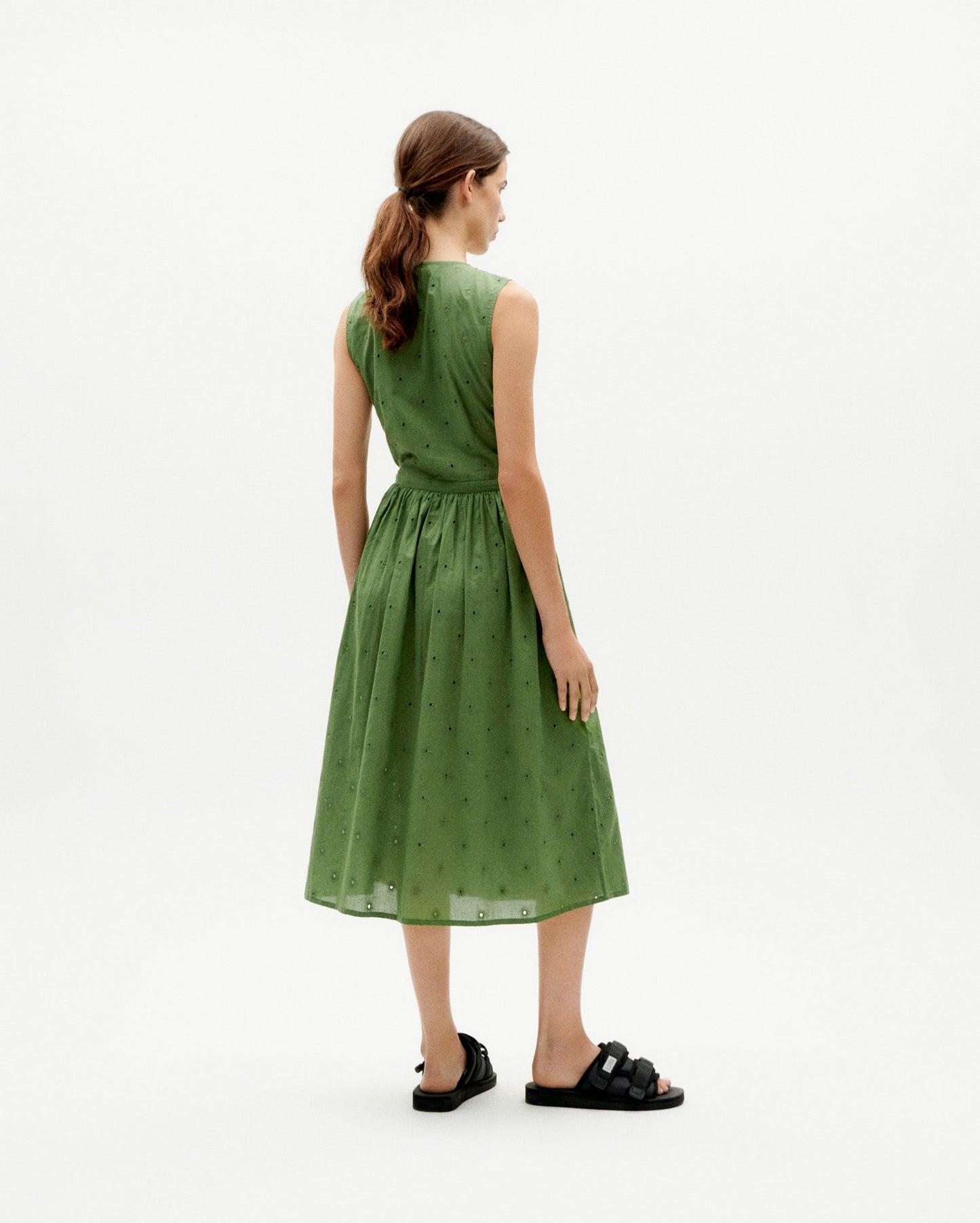 Robe portefeuille en coton bio | Vert "cactus shiffli amapola dress"