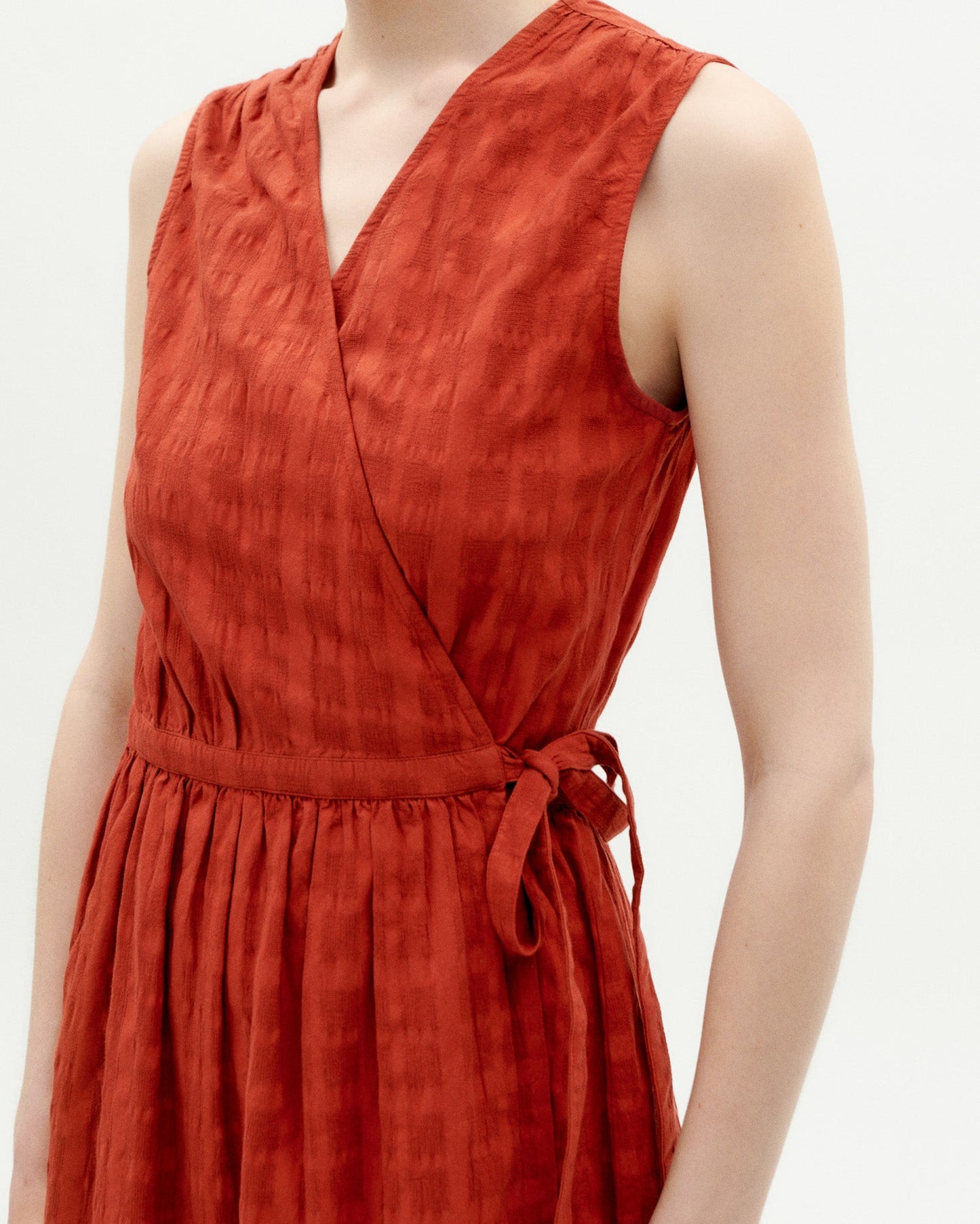Robe portefeuille en coton bio | orange "orangered cuadrito amapola dress"