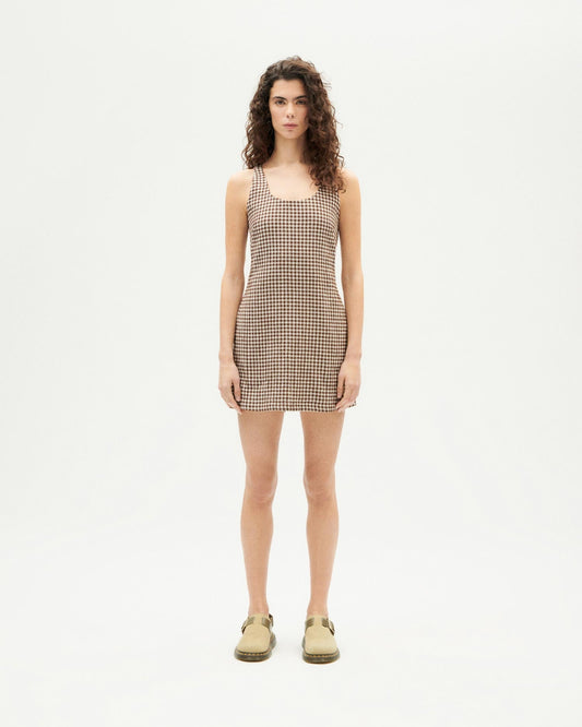 Robe short en coton bio | marron "chocolate seersucker mae dress"