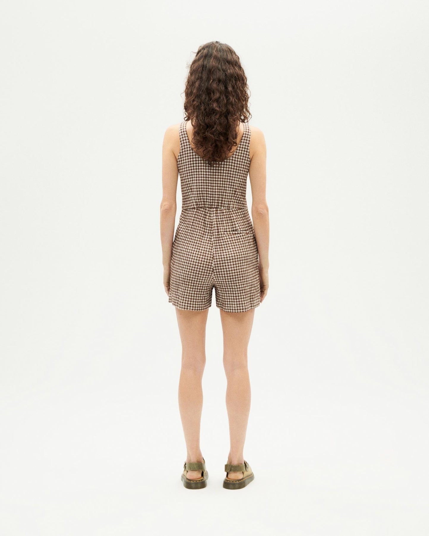Robe short en coton bio | marron "chocolate seersucker mae dress"