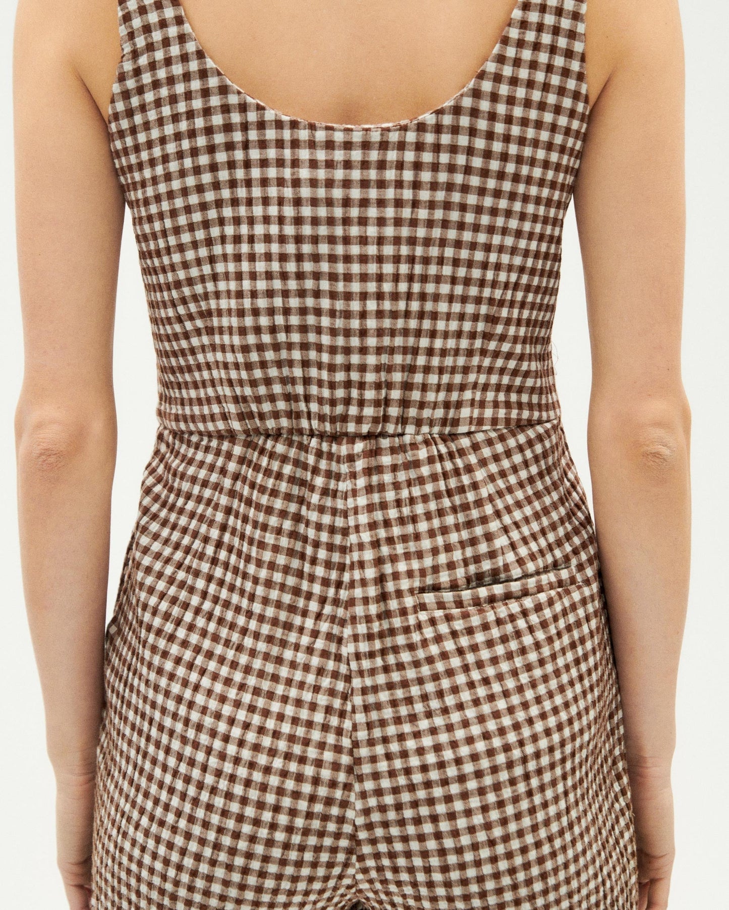 Robe short en coton bio | marron "chocolate seersucker mae dress"