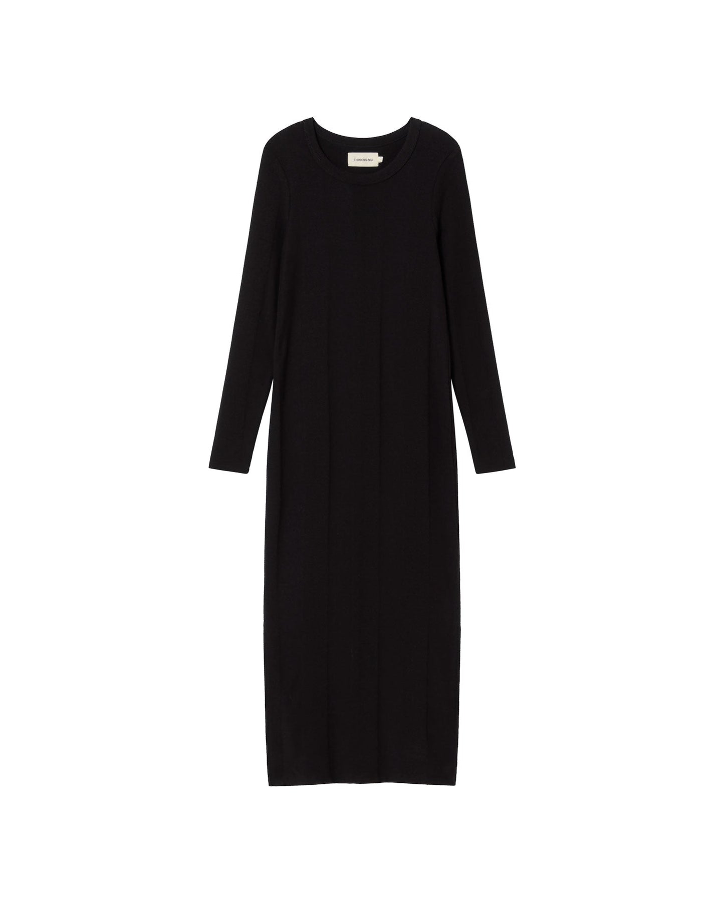Robe en mélange coton bio, laine et fibres recyclés | noir "black gina dress - black"