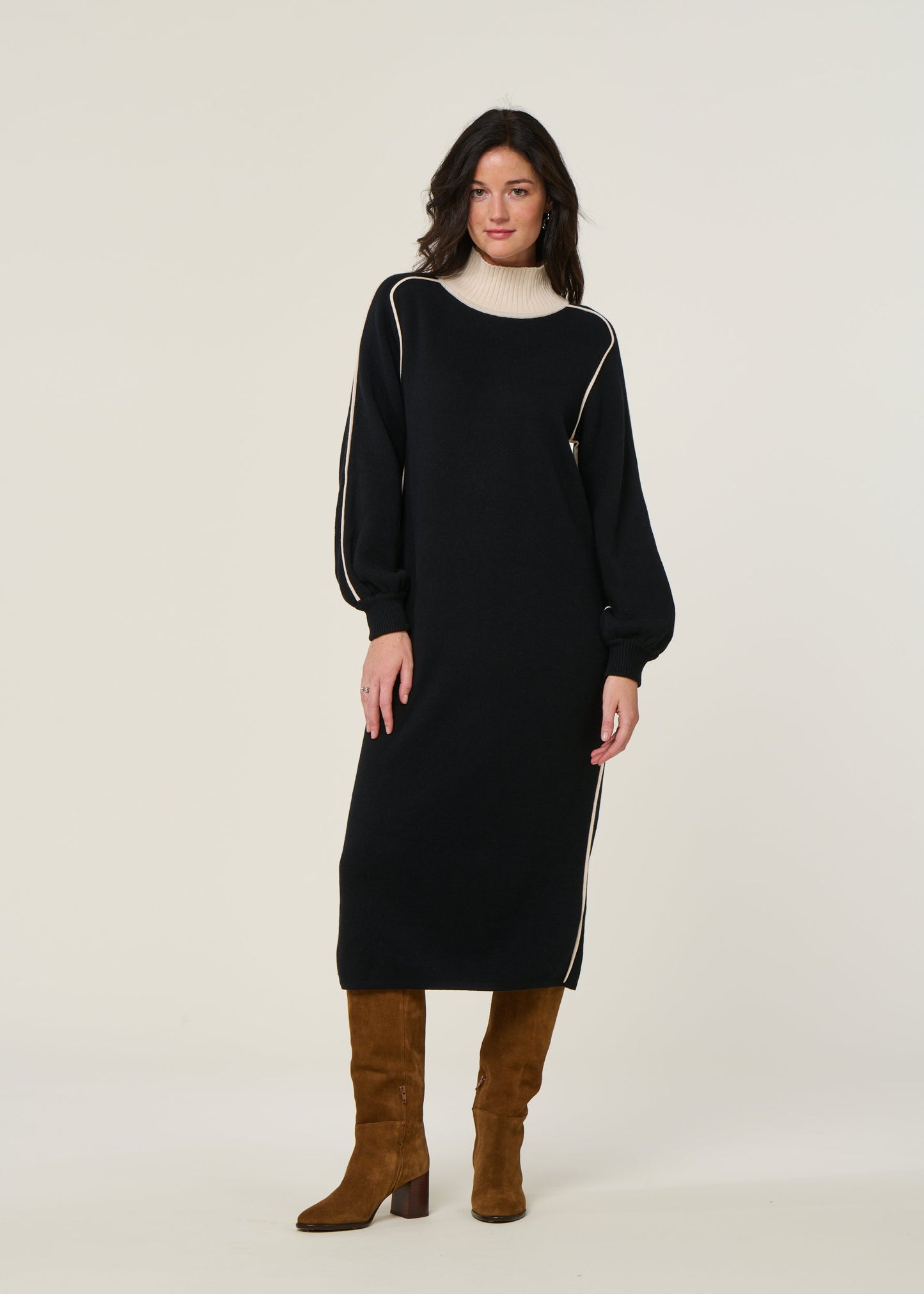 robe pull en coton bio| noir "larraitz"