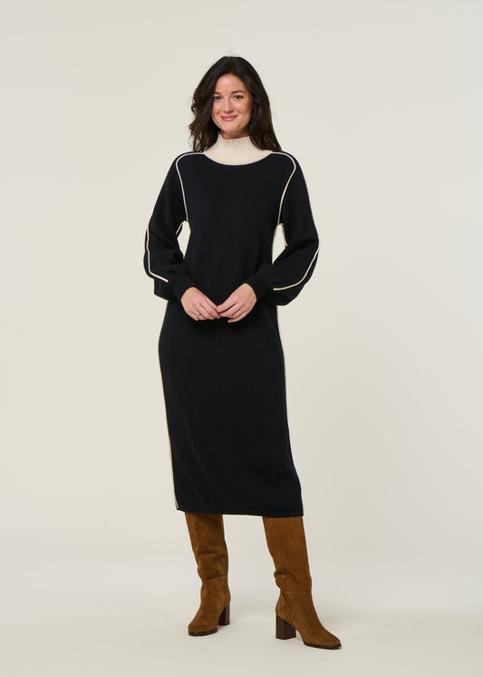 robe pull en coton bio| noir "larraitz"