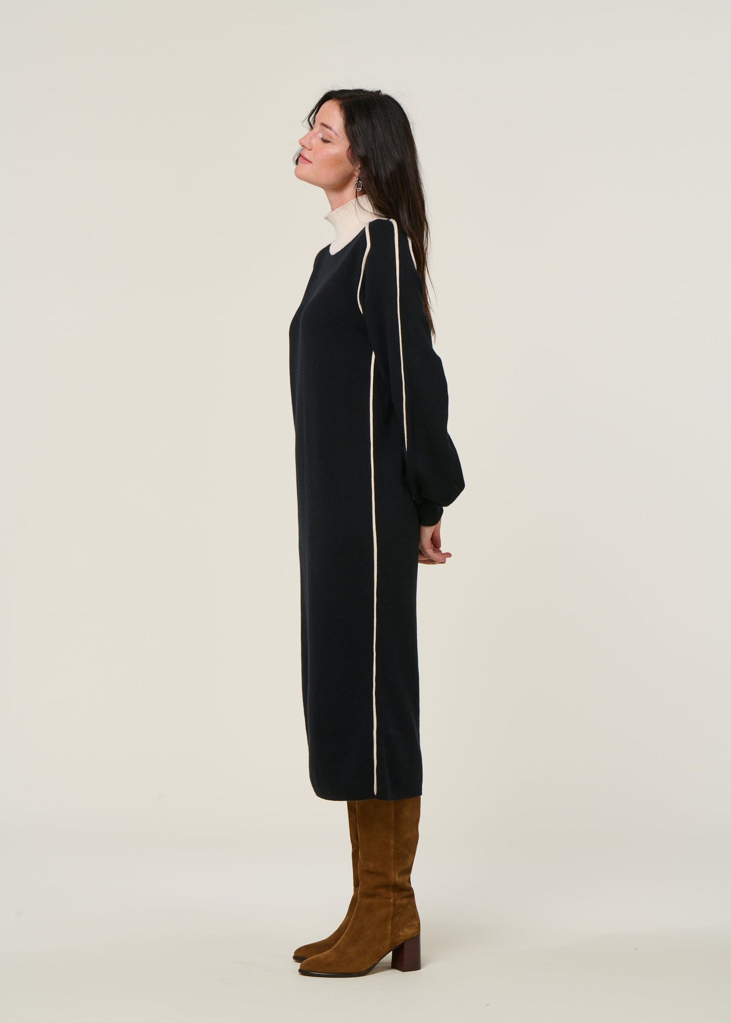 robe pull en coton bio| noir "larraitz"