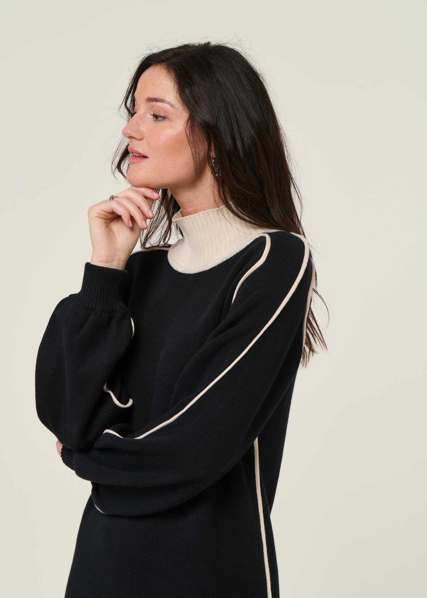robe pull en coton bio| noir "larraitz"